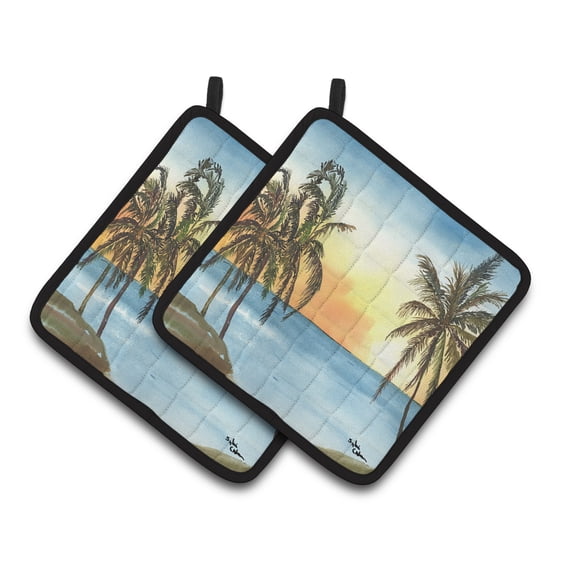 Carolines Treasures 8551PTHD Palm Tree Pair of Pot Holders 7.5HX7.5W multicolor