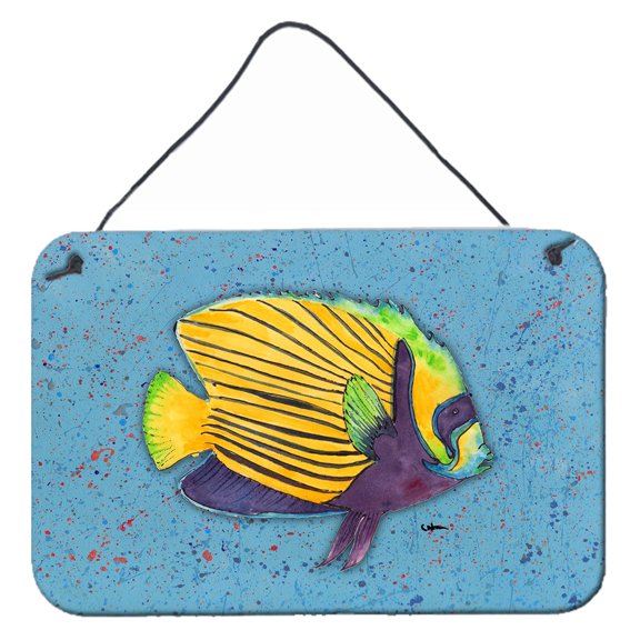 Carolines Treasures 8579DS812 Tropical Fish on Blue Wall or Door Hanging Prints 8HX12W multicolor