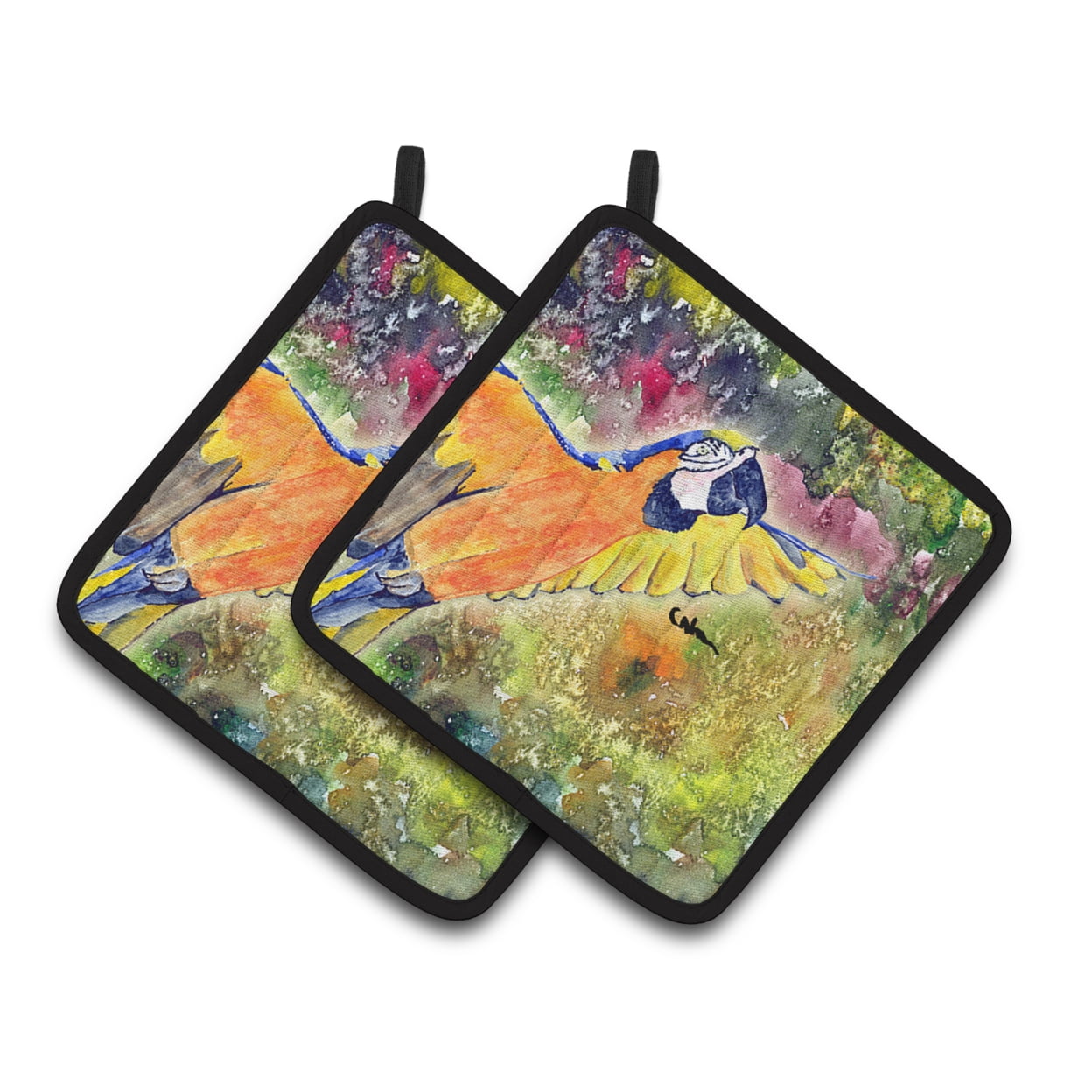 Carolines Treasures Flag And German Shepherd Pair Of Pot Holders 7.5HX7
