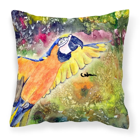 Carolines Treasures 8602PW1414 Parrot Parrot Head Fabric Decorative Pillow 14HX14W multicolor