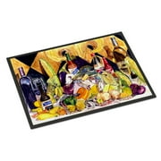 Carolines Treasures 8638JMAT Crystal Hot Sauce with Fleur De lis and Wine Door Mat Indoor Rug or Outdoor Welcome Mat