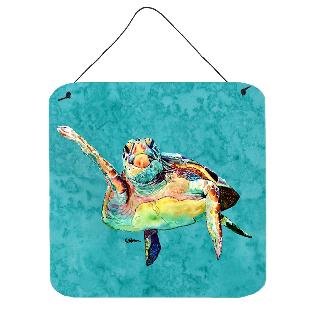 Coastal Turtle Aluminum Outdoor Wall Art, 6x6 Inches