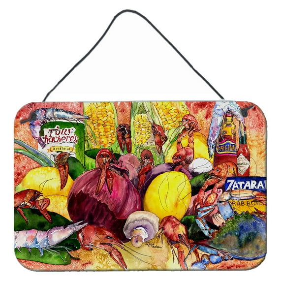 Carolines Treasures 8698DS812 Crawfish with Spices and Corn Wall or Door Hanging Prints 8x12 multicolor