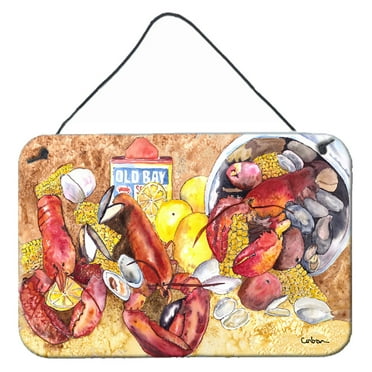 Carolines Treasures 8719DS812 Lobster with Old Bay Wall or Door Hanging Prints 8x12 multicolor