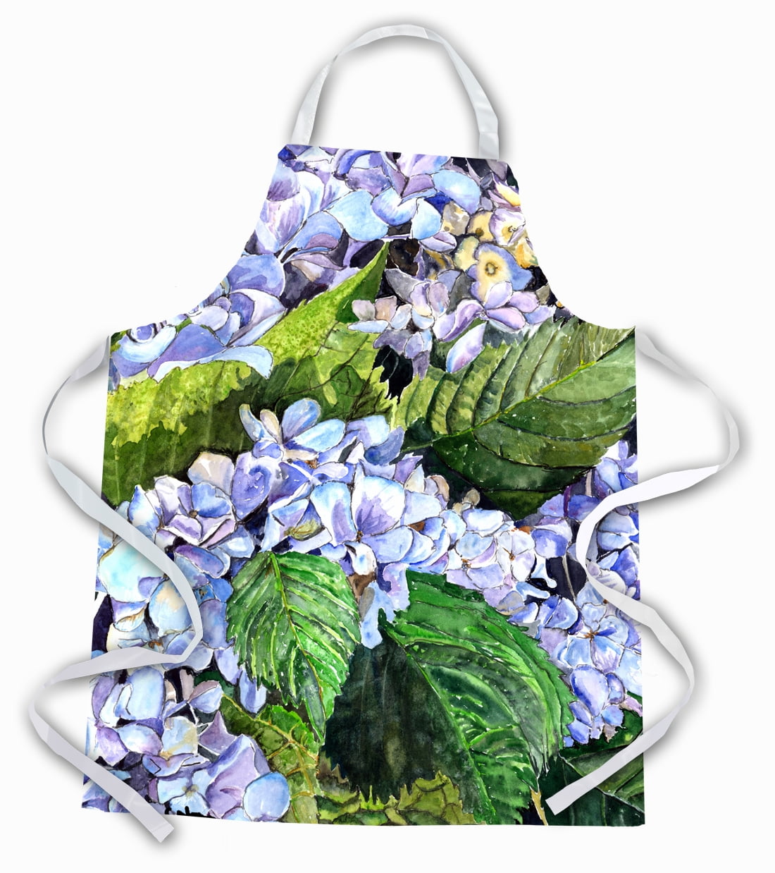 Large Multicolor Hydrangea Bib Apron with White Tie Straps
