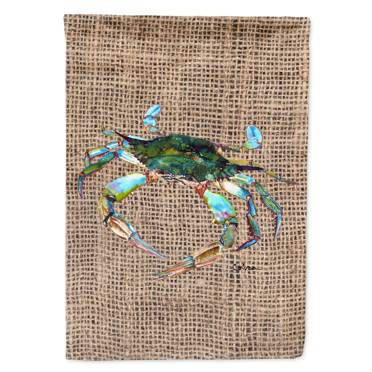 Multicolor Polyester Crab Garden Flag with Burlap Design