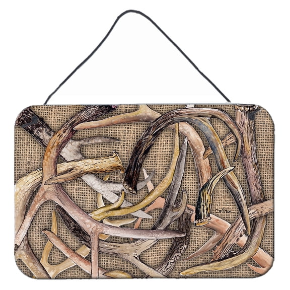Carolines Treasures 8732DS812 Deer Horns  Indoor Aluminium Metal Wall or Door Hanging Prints 8x12 multicolor