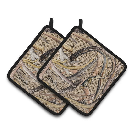 Carolines Treasures 8732PTHD Deer Horns Pair of Pot Holders, 7.5HX7.5W, multicolor