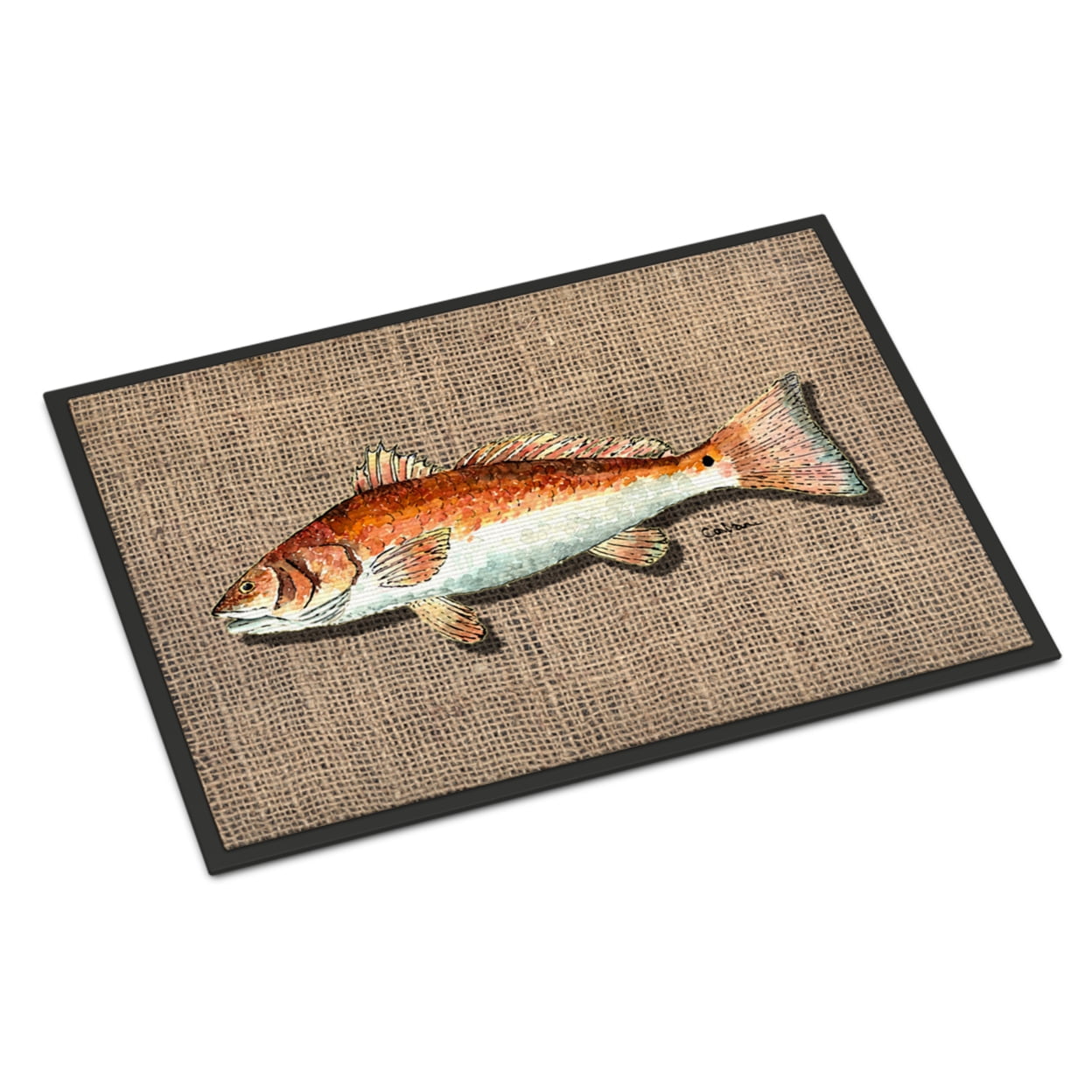 Carolines Treasures 8736JMAT Red Fish Door Mat Indoor Rug or Outdoor Welcome Mat 24x36 Doormat, 24H X 36W, multicolor