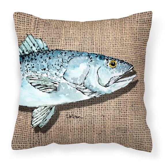 Carolines Treasures 8737PW1414 Fish Speckled Trout Fabric Decorative Pillow 14HX14W multicolor