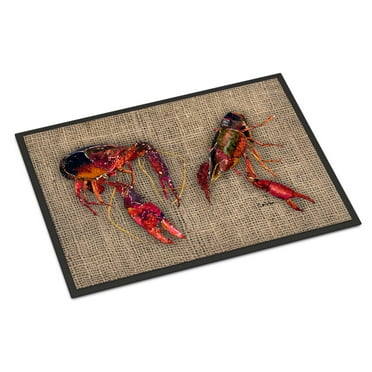 Carolines Treasures 8739MAT Burlap and Crawfish Door Mat Indoor Rug or Outdoor Welcome Mat 18x27 Doormat  18H X 27W