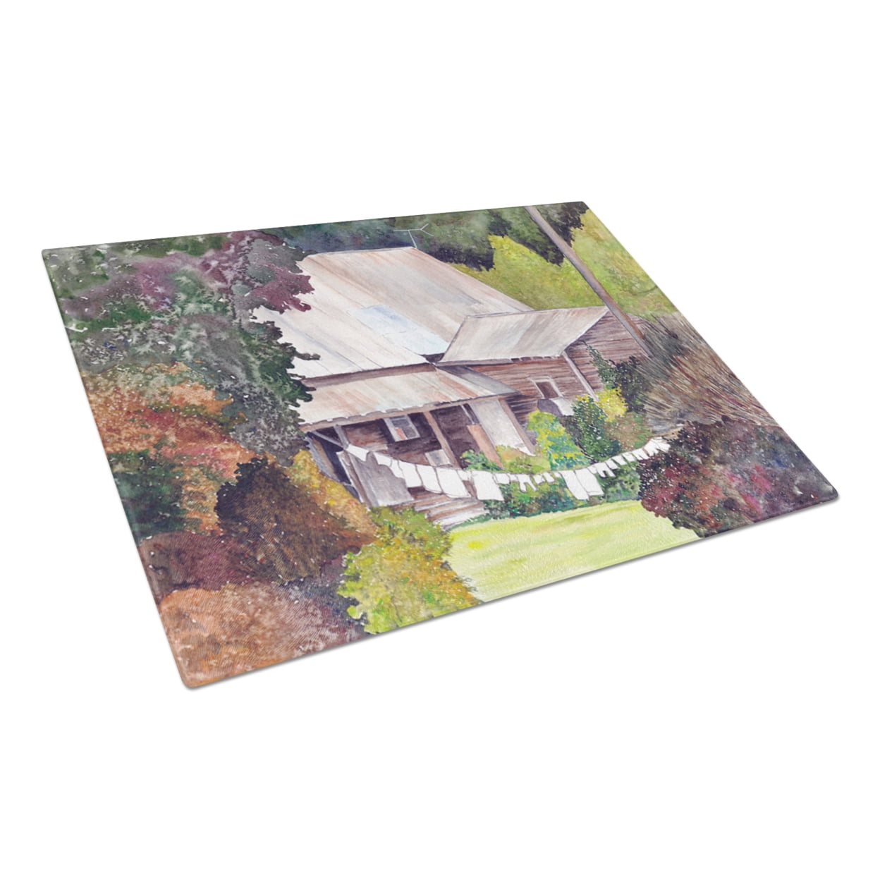 Large Rectangular Tempered Glass Cutting Board with Colorful Design