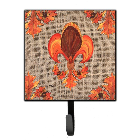 Carolines Treasures 8744SH4 Thanksgiving Turkey Fleur de lis Leash or Key Holder Single Hook multicolor