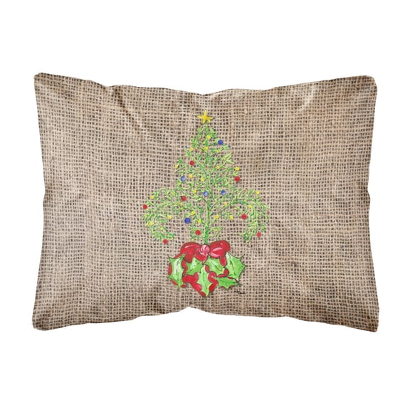 Carolines Treasures 8745PW1216 Christmas Tree Fleur de lis Canvas Fabric Decorative Pillow, 12H x16W, multicolor