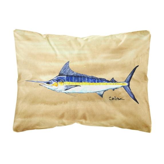 Carolines Treasures 8754PW1216 Swordfish on Sandy Beach Canvas Fabric Decorative Pillow, 12H x16W, multicolor
