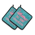 thumbnail image 1 of Welcome to the Trailer with Flamingos Pair of Pot Holders, 1 of 2