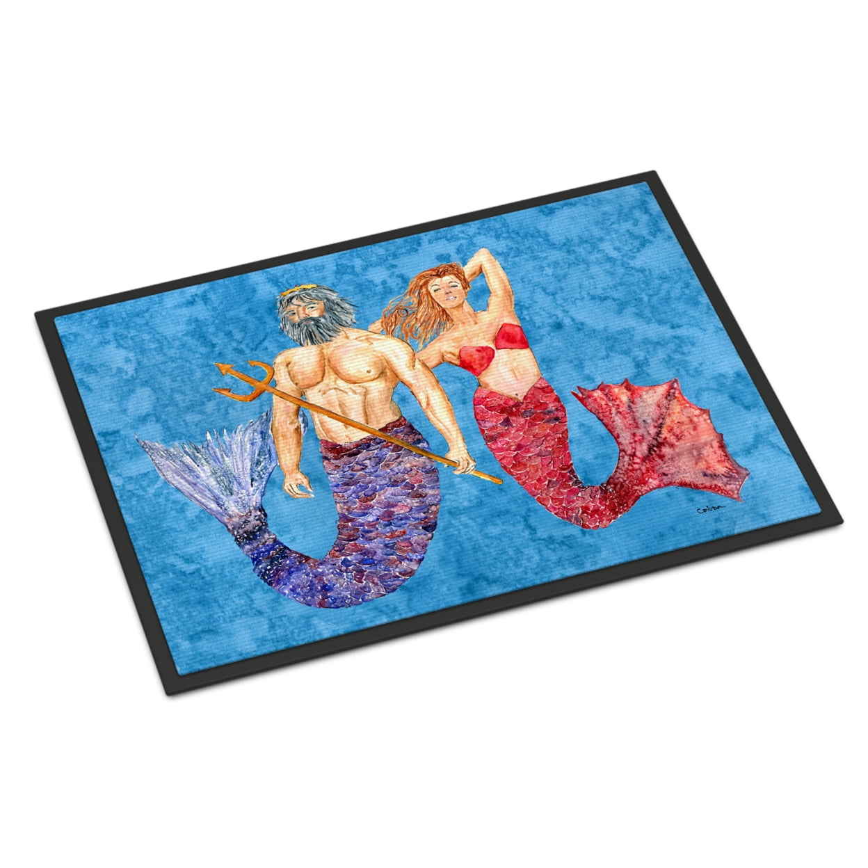 Cute Cat Mermaid Print Door Mat
