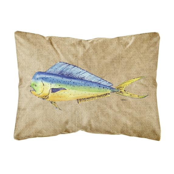 Carolines Treasures 8810PW1216 Dolphin Mahi Mahi Canvas Fabric Decorative Pillow, 12H x16W, multicolor