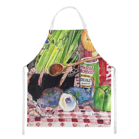 Carolines Treasures 8825-2APRON Recipe for Gumbo and Potato Salad Flag Apron Large multicolor