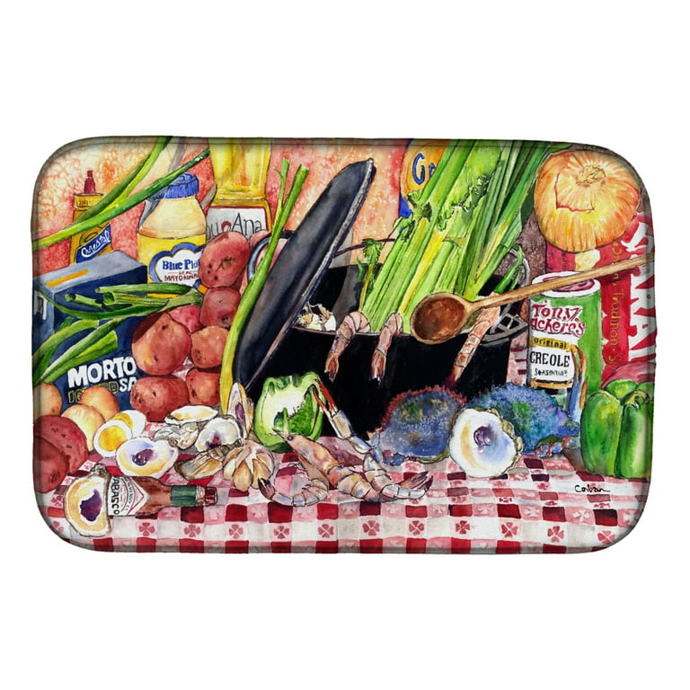 Caroline's Treasures Fruits and Vegetables in Red Dish Drying Mat