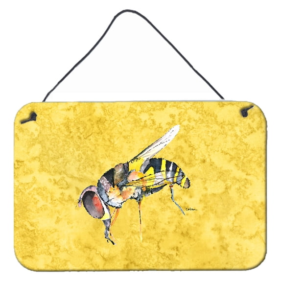 Carolines Treasures 8851DS812 Bee on Yellow Wall or Door Hanging Prints 8x12 multicolor