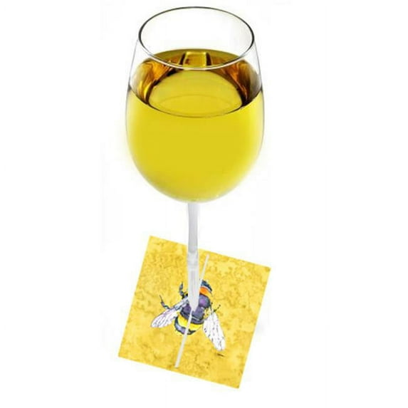 Carolines Treasures 8852WM Bee On Yellow Fabric Wine Marker