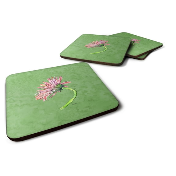 Carolines Treasures 8853FC Gerber Daisy Pink Foam Coaster Set of 4 3 1/2 x 3 1/2 multicolor