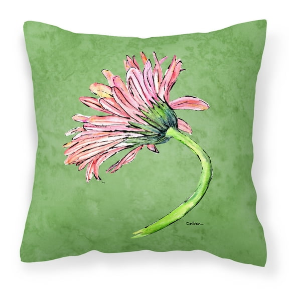 Carolines Treasures 8853PW1414 Gerber Daisy Pink   Canvas Fabric Decorative Pillow 14Hx14W multicolor