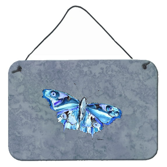 Carolines Treasures 8856DS812 Butterfly on Gray Wall or Door Hanging Prints 8x12 multicolor