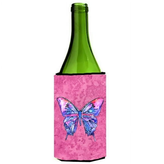 Carolines Treasures 8859LITERK Butterfly On Pink Wine bottle sleeve Hugger - 24 oz.