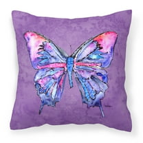 Carolines Treasures 8860PW1414 Butterfly on Purple   Canvas Fabric Decorative Pillow 14Hx14W multicolor