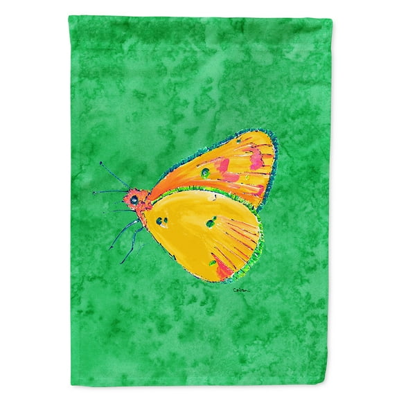 Carolines Treasures 8861-FLAG-PARENT Butterfly Orange on Green Flag  multicolor