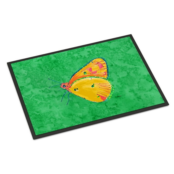 Carolines Treasures 8861MAT Butterfly Orange on Green Doormat 18x27 27"L x 18"W multicolor