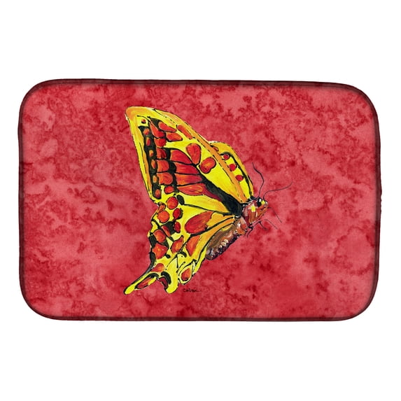 Butterfly on Red Dish Drying Mat
