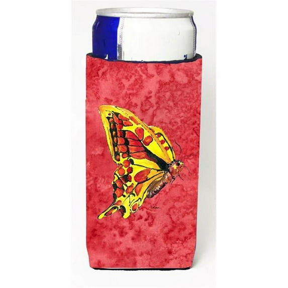 Carolines Treasures 8862MUK Butterfly On Red Michelob Ultra bottle sleeves For Slim Cans - 12 oz.