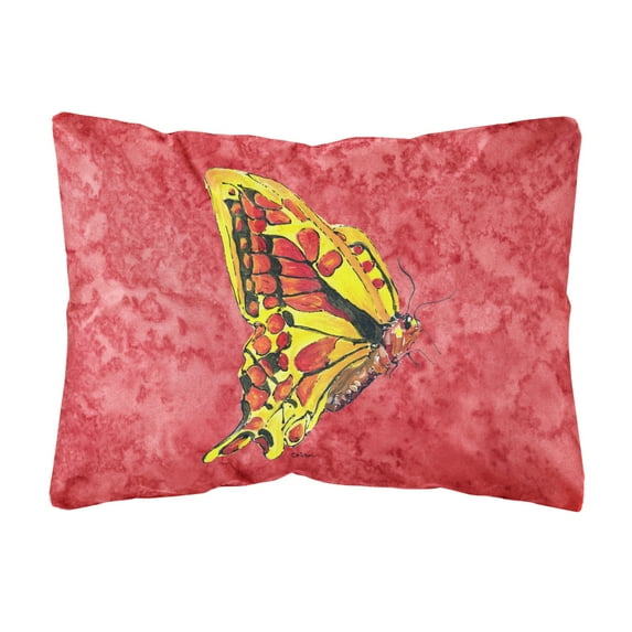Carolines Treasures 8862PW1216 Butterfly on Red Canvas Fabric Decorative Pillow, 12H x16W, multicolor