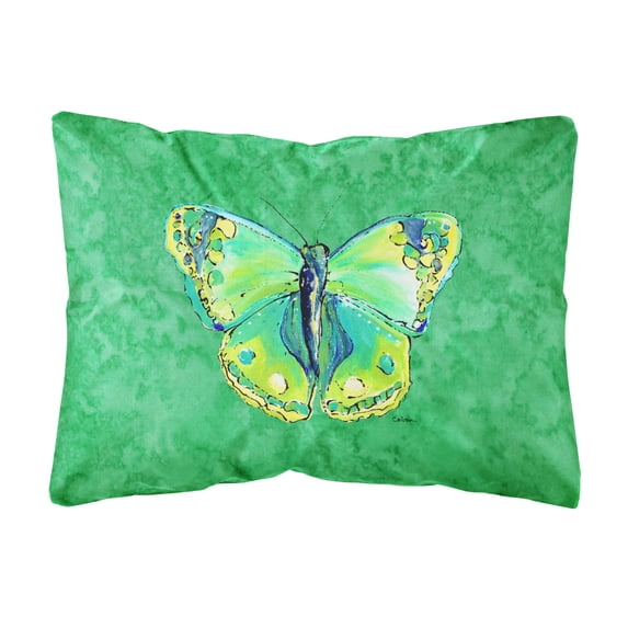 Butterfly Green on Green Canvas Fabric Decorative Pillow
