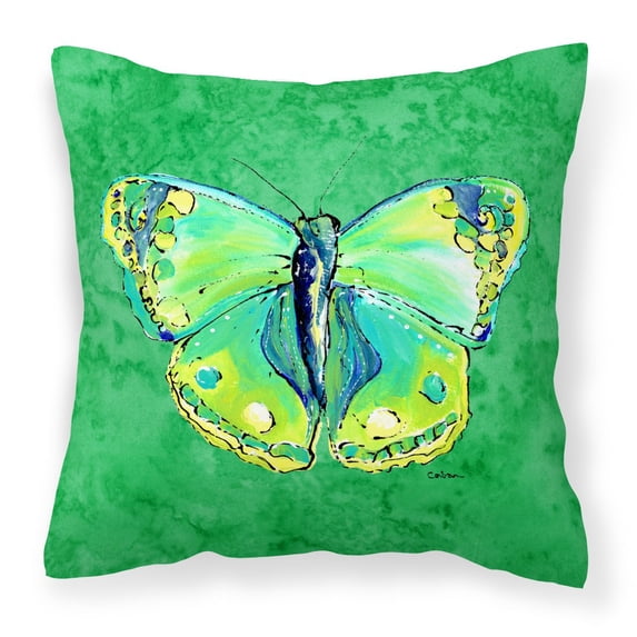 Carolines Treasures 8863PW1414 Butterfly Green on Green Canvas Fabric Decorative Pillow 14Hx14W multicolor