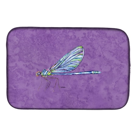 Dragonfly on Purple Dish Drying Mat