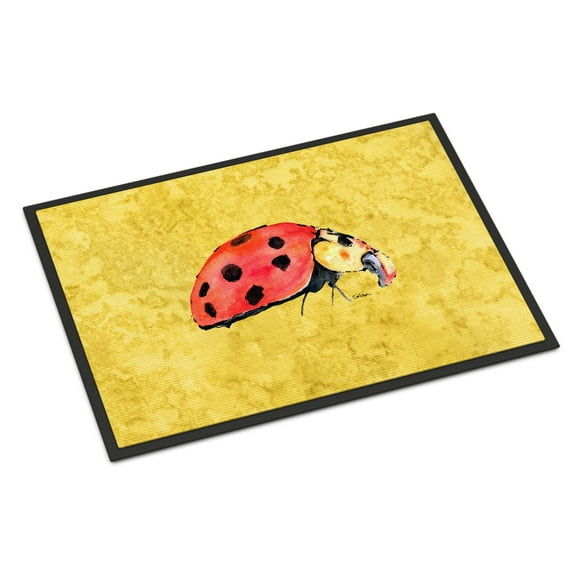 Lady Bug on Yellow Door Mat Doormat