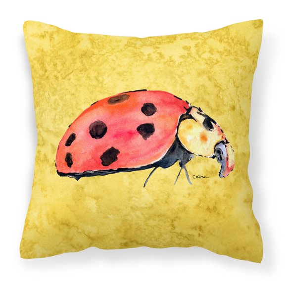 Carolines Treasures 8867PW1818 Lady Bug on Yellow   Canvas Fabric Decorative Pillow 18H x18W multicolor