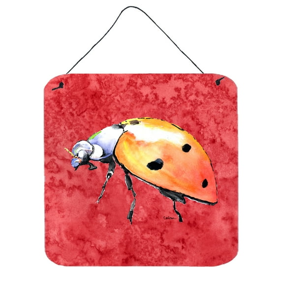 Carolines Treasures 8868DS66 Lady Bug on Red Wall or Door Hanging Prints 6x6 multicolor
