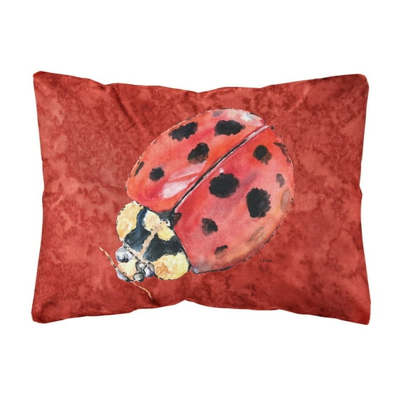 Carolines Treasures 8870PW1216 Lady Bug on Deep Red Canvas Fabric Decorative Pillow, 12H x16W, multicolor