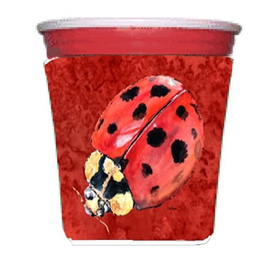 Carolines Treasures 8870RSC Lady Bug On Deep Red Red Solo Cup bottle sleeve Hugger - 16 To 22 oz.