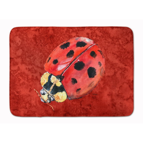 Lady Bug on Deep Red Machine Washable Memory Foam Mat