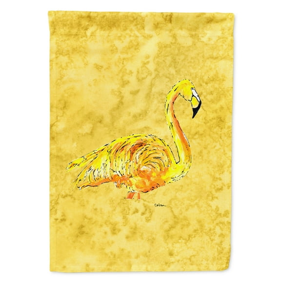 Carolines Treasures 8872-FLAG-PARENT Flamingo on Yellow Flag  multicolor