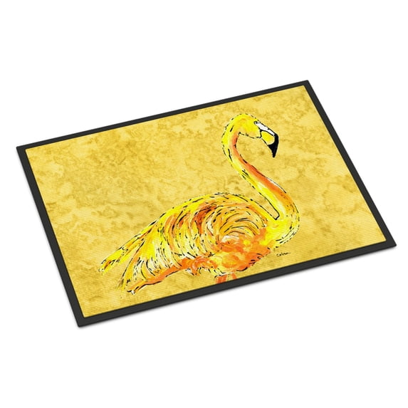 Carolines Treasures 8872MAT Flamingo on Yellow Doormat 18x27 27"L x 18"W multicolor