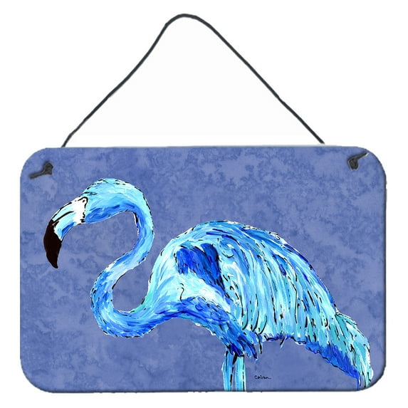 Carolines Treasures 8873DS812 Flamingo On Slate Blue Wall or Door Hanging Prints 8x12 multicolor