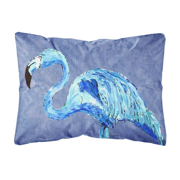 Carolines Treasures 8873PW1216 Flamingo On Slate Blue Canvas Fabric Decorative Pillow, 12H x16W, multicolor