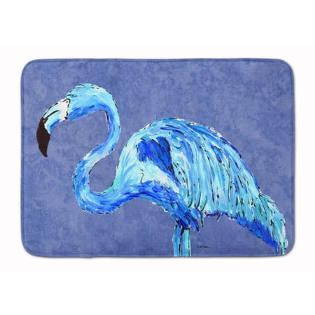 Flamingo On Slate Blue Machine Washable Memory Foam Mat